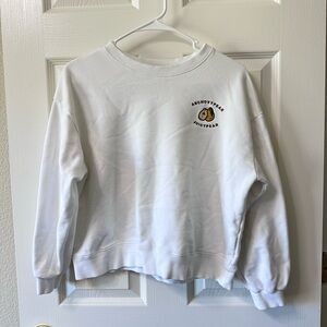 Pear Pattern Embroidery Sweatshirt By Korean Designer in White, Small